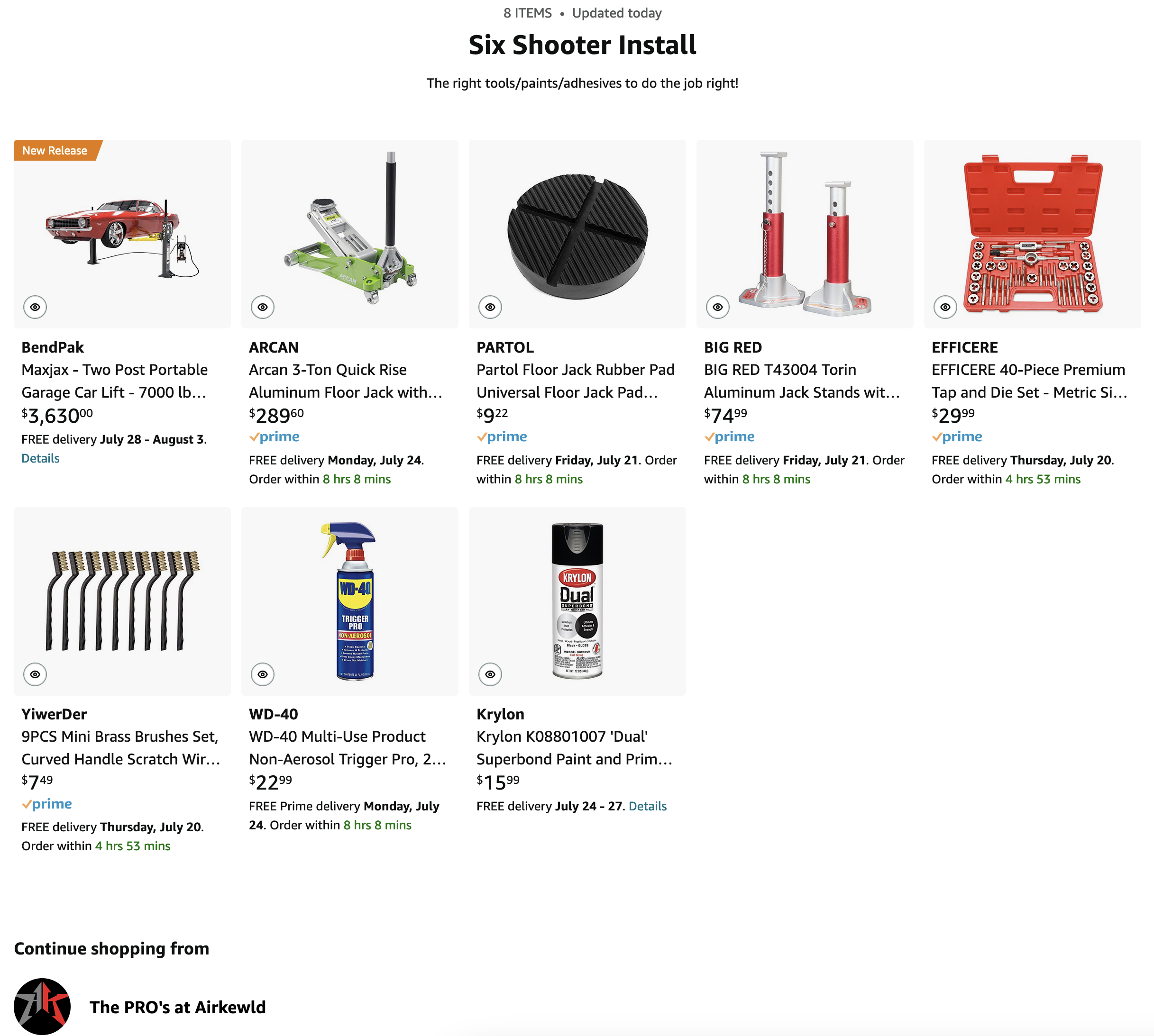 Six Shooter Tool List 