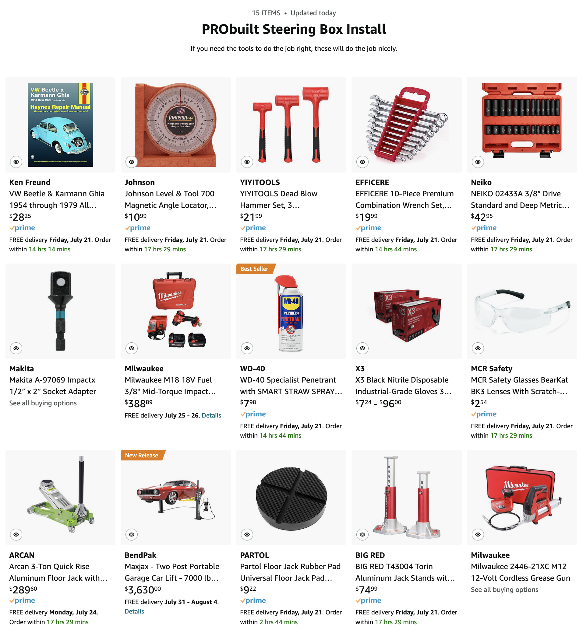 Steering Box Install Tool Kit