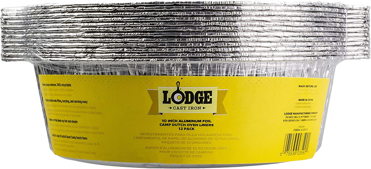 Lodge - 10 Inch Aluminum Foil Camp Dutch Oven Liners, 12 Pack
