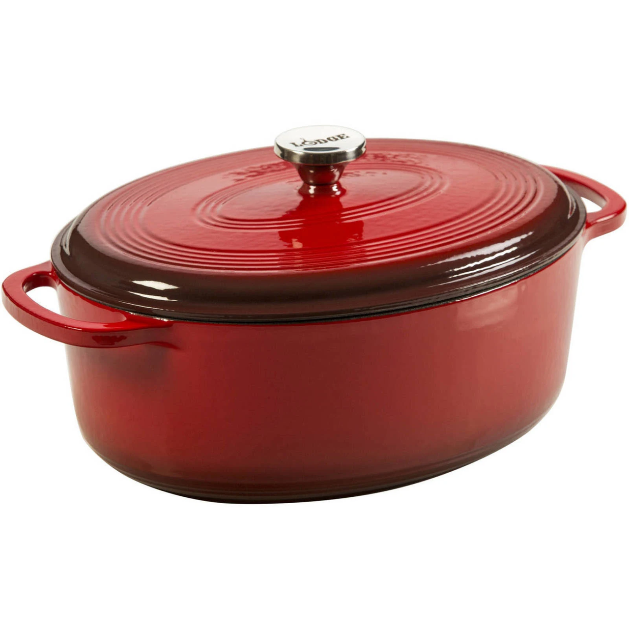 Lodge Quart Oval Red Enameled Cast Iron Dutch Oven