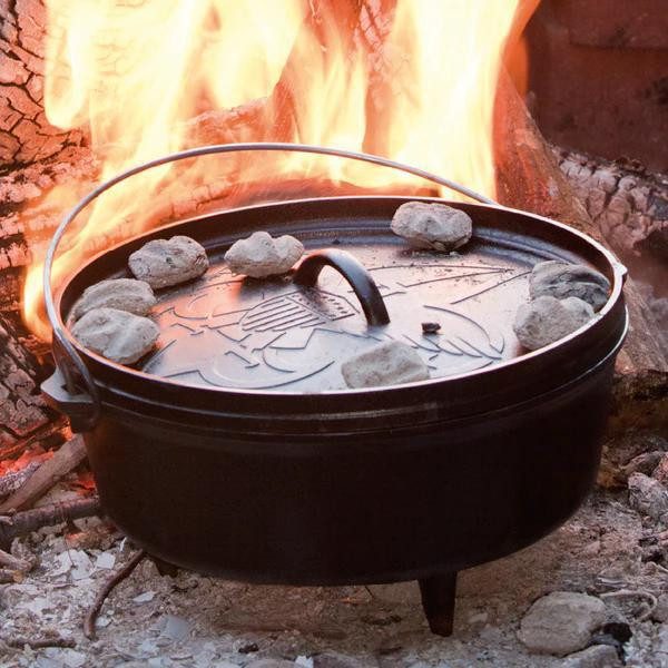 12 Inch/6 Quart Cast Iron Scouts Camp Dutch Oven - Thumbnail 4