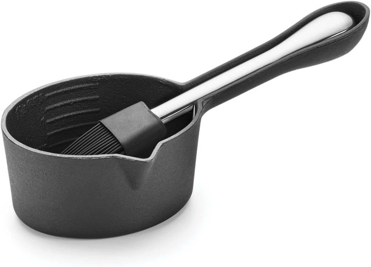 Outset Cast Iron Multi-Purpose Pot, Tortilla and Pancake Warmer, 3 Quart,  Black