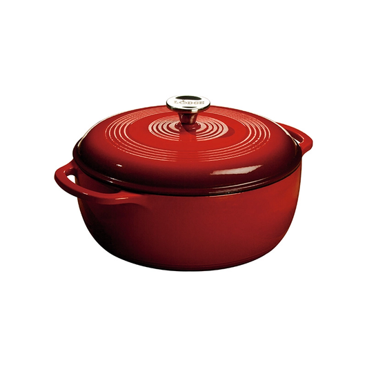 Lodge Cast Iron 3.6 Quart Enameled Covered Casserole Red 