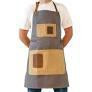BBQ Butler - Waxed Canvas Apron With Leather Accents - Grey