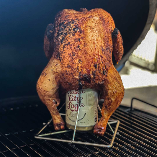 Big Green Egg - Folding, Stainless Steel Beer Can Chicken Roaster