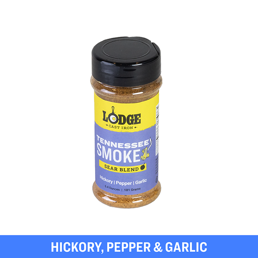 At Lodge, we have some pretty strong opinions about food. Our new Sear Blends bring over 125+ years of good eating (and heated debates) to the table, helping you pack big flavor into your favorite foods. Use them over the grill, stove, or even in the oven—all those places cast iron does its best work. Tennessee Smoke is an all-purpose blend that pairs perfectly with everything from steaks and burgers to chicken drummies. Notes of hickory and pepper, rounded out with a classic savory garlic flavor and of course, some Southern sizzle.