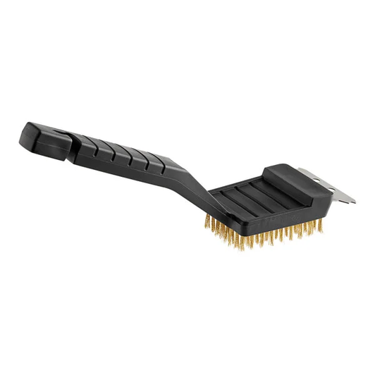 Choice 10 1/2" Brass Bristle Grill / Charbroiler Brush with Scraper