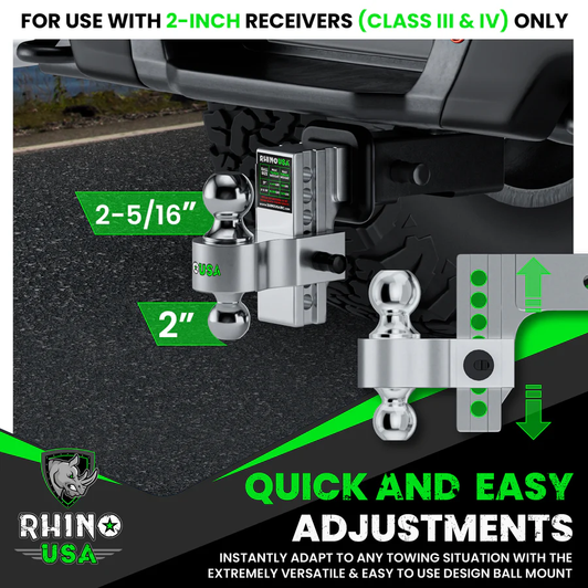 RHINO USA - Adjustable Drop Hitch (2" Receivers)