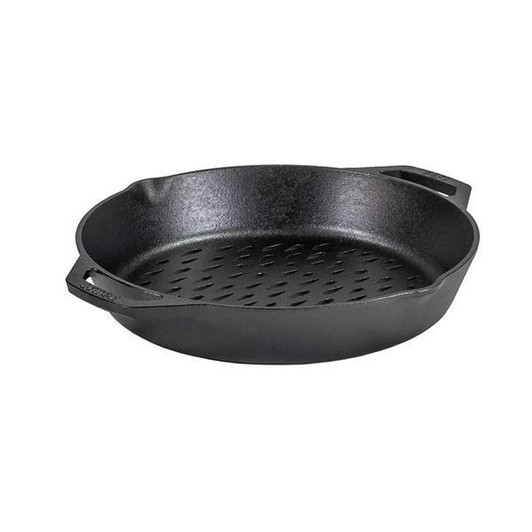 Lodge - 12 Inch Seasoned Cast Iron Dual Handle Grilling Basket