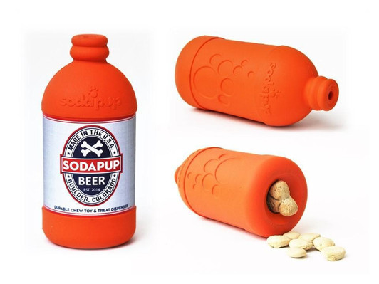 SodaPup Beer Bottle Orange Treat Dispenser - Large