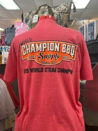 "World" Champion BBQ Supply T-Shirt in Heather Red Size 3XL