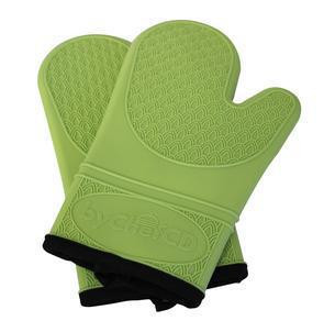 Bychefcd Professional Silicone Mitts Heat Resistant Gloves in Green