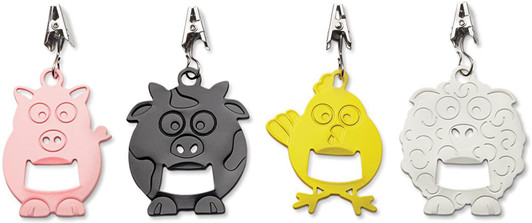 Outset 76220 Tablecloth Weights with Bottle Opener, Barnyard Animals, Set of 4