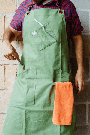 Chef's Satchel Leather Strap Canvas Basil Apron