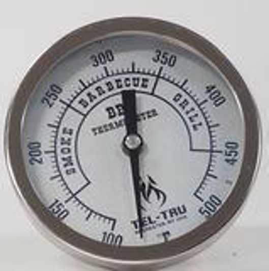 Tel-Tru BQ300 Barbecue Thermometer 3 inch Aluminum Zoned Dial 4 inch Stem