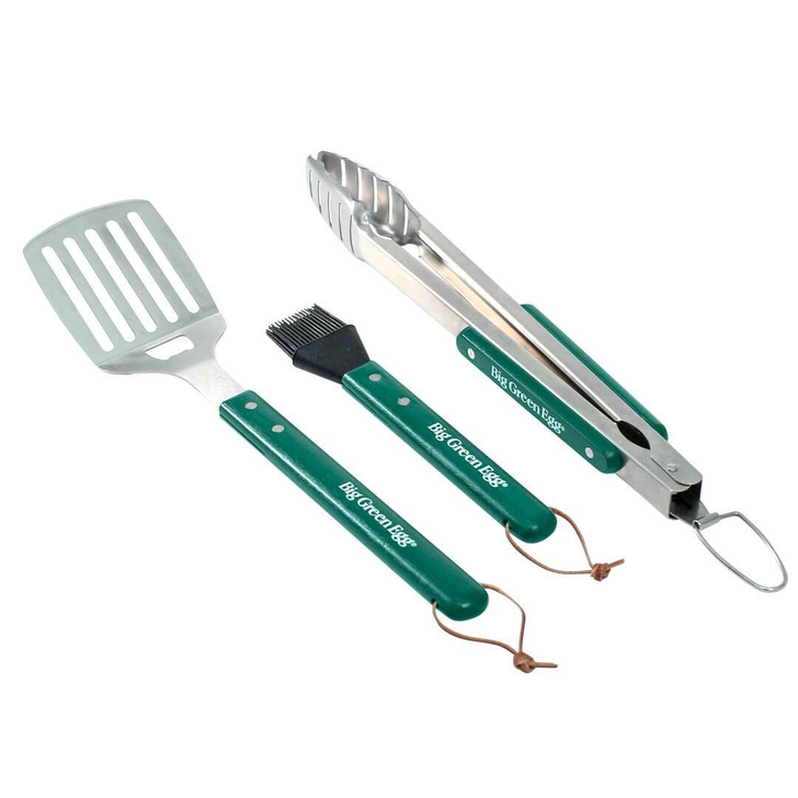 BIg Green Egg Stainless Steel BBQ Tool Set With Wood Handles