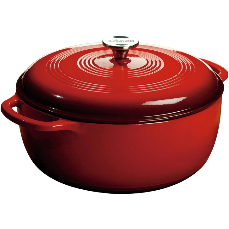 Lodge - 7.5 Quart Red Enameled Cast Iron Dutch Oven