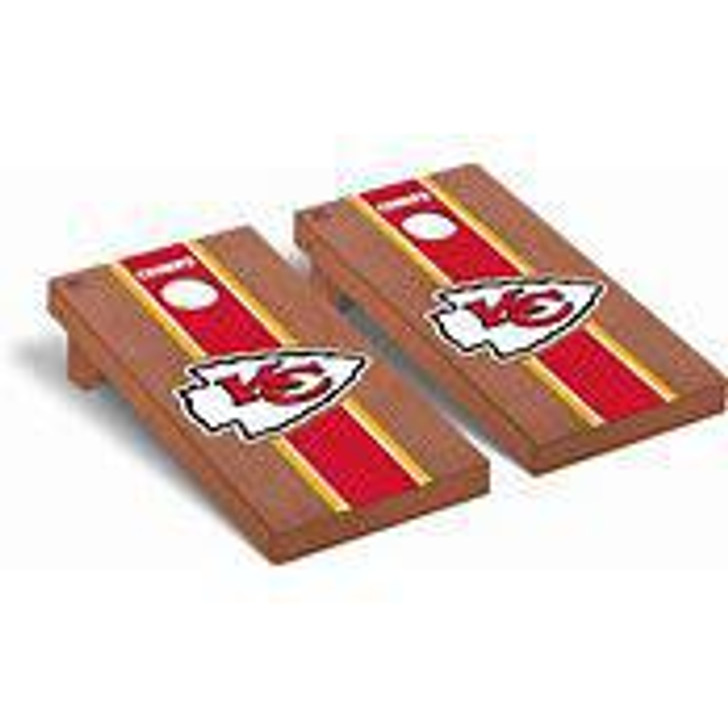 Victory Tailgate - Kansas City Chiefs NFL Football Regulation Cornhole Game Set Rosewood Stained Stripe Version 2