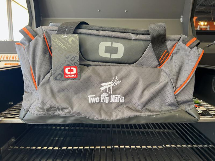 Two Pig Mafia Duffel Bag Gray with Orange Stripe