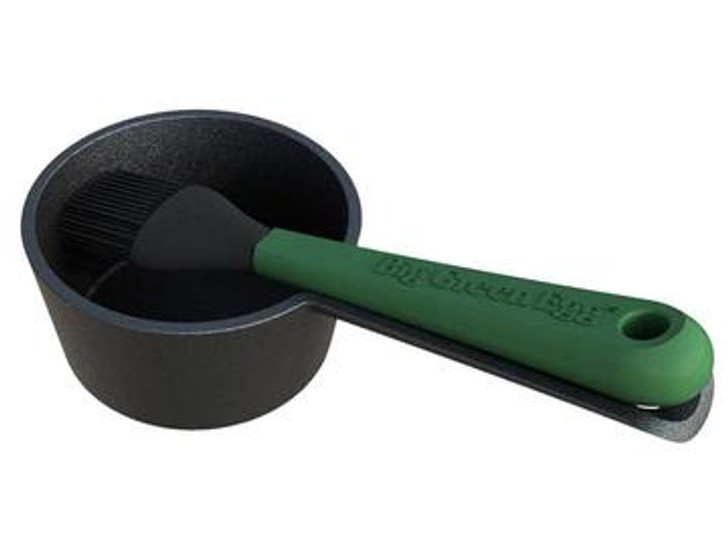 Big Green Egg Sauce pot with basting brush cast iron