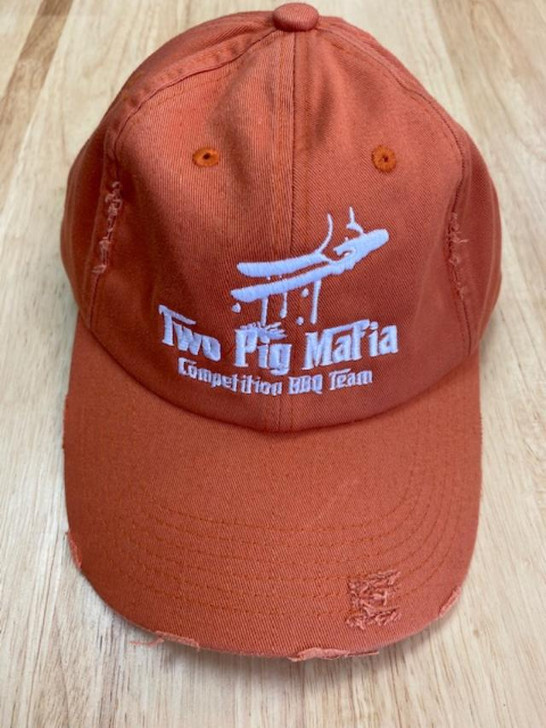 Orange Two Pig Mafia Pit Gear Competition BBQ Team Distressed Non-Structured Hat