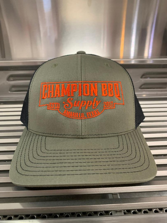 Champion BBQ Supply Orange On Green Hat