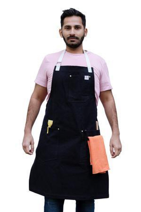 Chef's Satchel Cotton Strap Canvas Apron Black