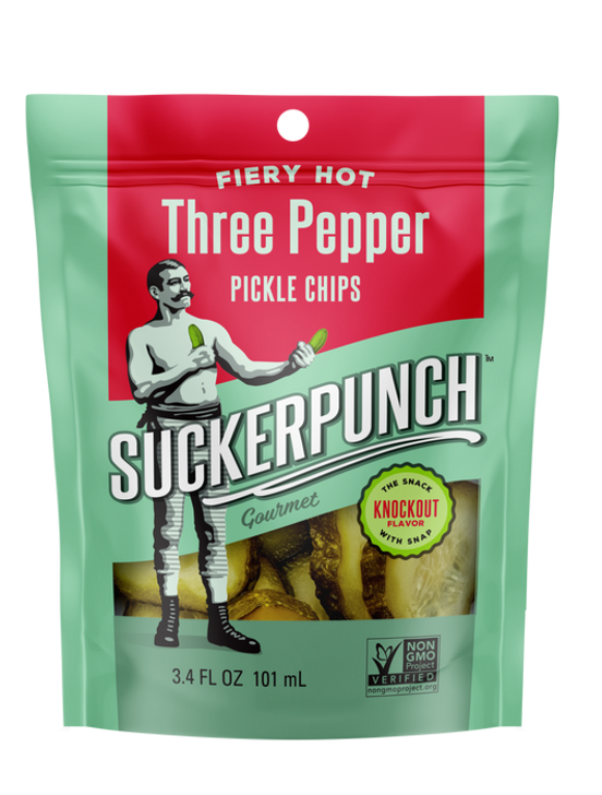 SuckerPunch Gourmet Fiery Hot Three Pepper Pickle Chips