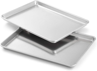 Baker's Mark Heavy-Duty Quarter Size 16 Gauge 9 x 13 Wire in Rim Aluminum  Bun / Sheet Pan