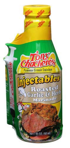 Tony Chachere Injectable Marinades with Injector, Roasted Garlic and Herb,  3 Count