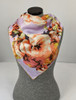Silk Square Scarf Lilac with Peach Flowers