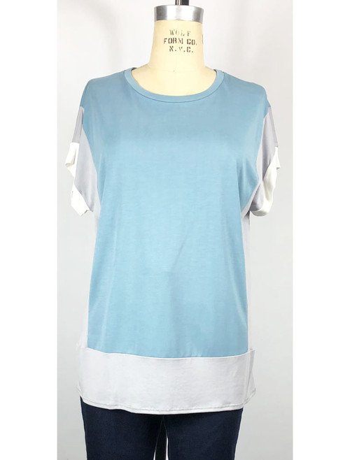 COA color block tshirt, aqua, front