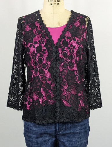 ¾ Sleeve Longline Lace Cardigan, Papillon