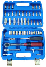 Paprsky Torque Wrench 50-Piece Set PS-TW-2-25 XT24315 with 1/4 inch drive, 5–25 Nm torque wrench, sockets, bits, and carrying case.