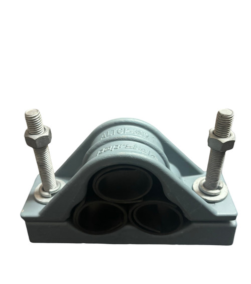 Paprsky Epoxy Coated Premium Aluminium Trefoil Cable Cleat ALTCP-E Series with rubber inserts.