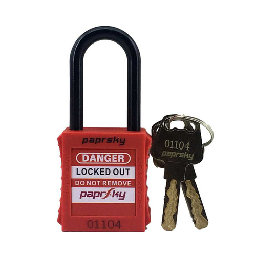 Paprsky SAFETY LOCKOUT DIELECTRIC PADLOCK RED COLOR PS-LOTO-PPNR-38 dielectric short nylon shackle