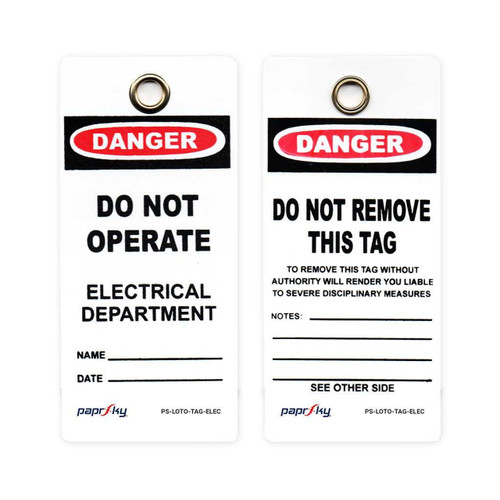 DO NOT OPERATE TAG - ELECTRICAL DEPARTMENT.