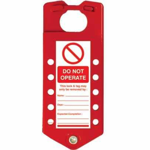 TAGO HASP - RED 10 HOLE PS-LOTO-HASP-TAGO10.