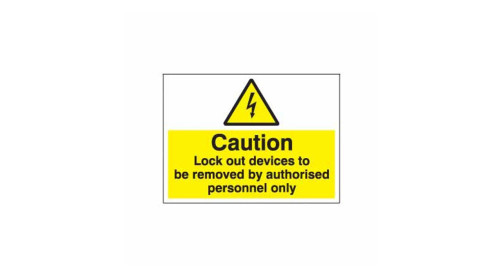 SAFETY LOCKOUT LABELS CAUTION LOCKOUT DEVICES TO BE REMOVED BY AUTHORIZED PERSONNEL ONLY - PS-LOTO-SAFETY-LABEL