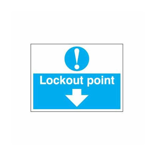 SAFETY LOCKOUT LABELS  LOCKOUT POINT DOWN ARROW - PS-LOTO-SAFETY-LABEL