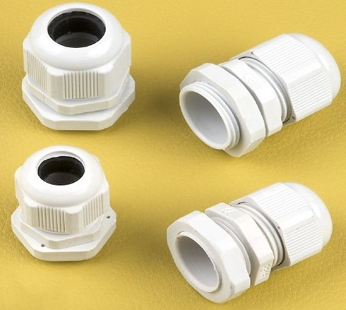 Metric nylon cable gland mounted on control panel