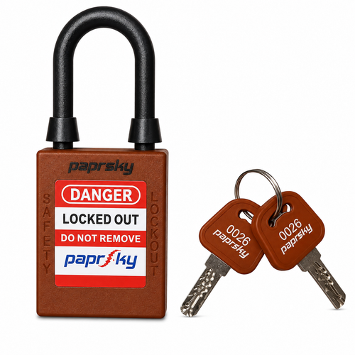 DIELECTRIC SAFETY LOCKOUT PADLOCK — BROWN PS-LOTO-PPNR-38 ART-PPR-04-TP