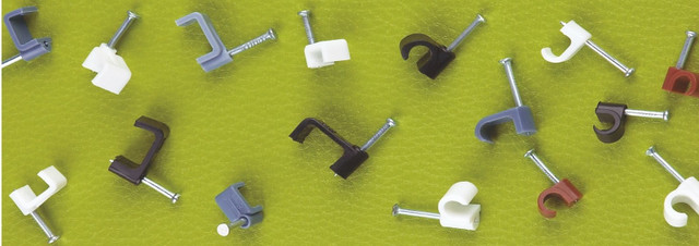 Flat Cable Clips for Secure & Professional Cable Management | Industrial Grade PE Clips with Steel Nail