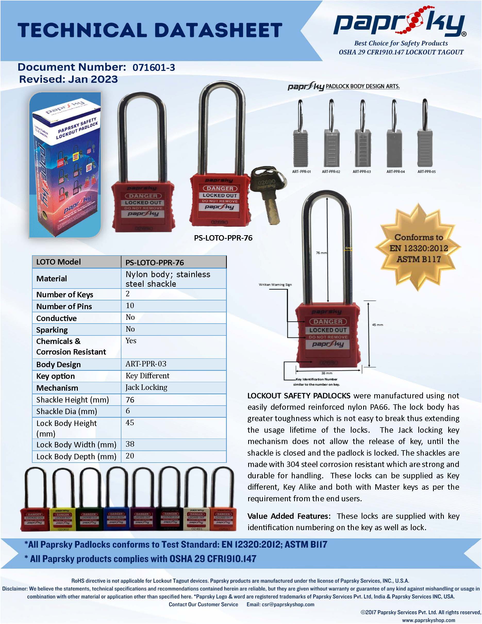 Comparison for other lockout brands vs Paprsky lockout padlocks. Choose wisely. 