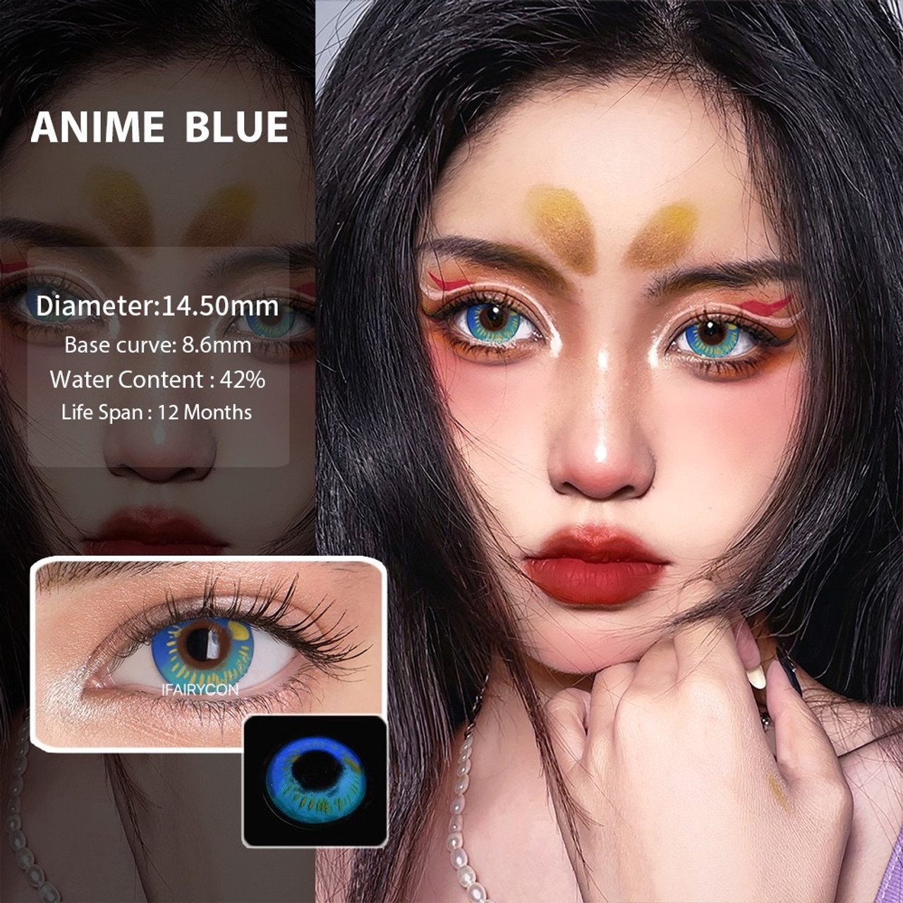2pcs Yearly Blue Anime Color Contact Lenses with Diopter Myopic Students  Natural Lenses Beautiful Fashion Ladies Free Shipping - AliExpress
