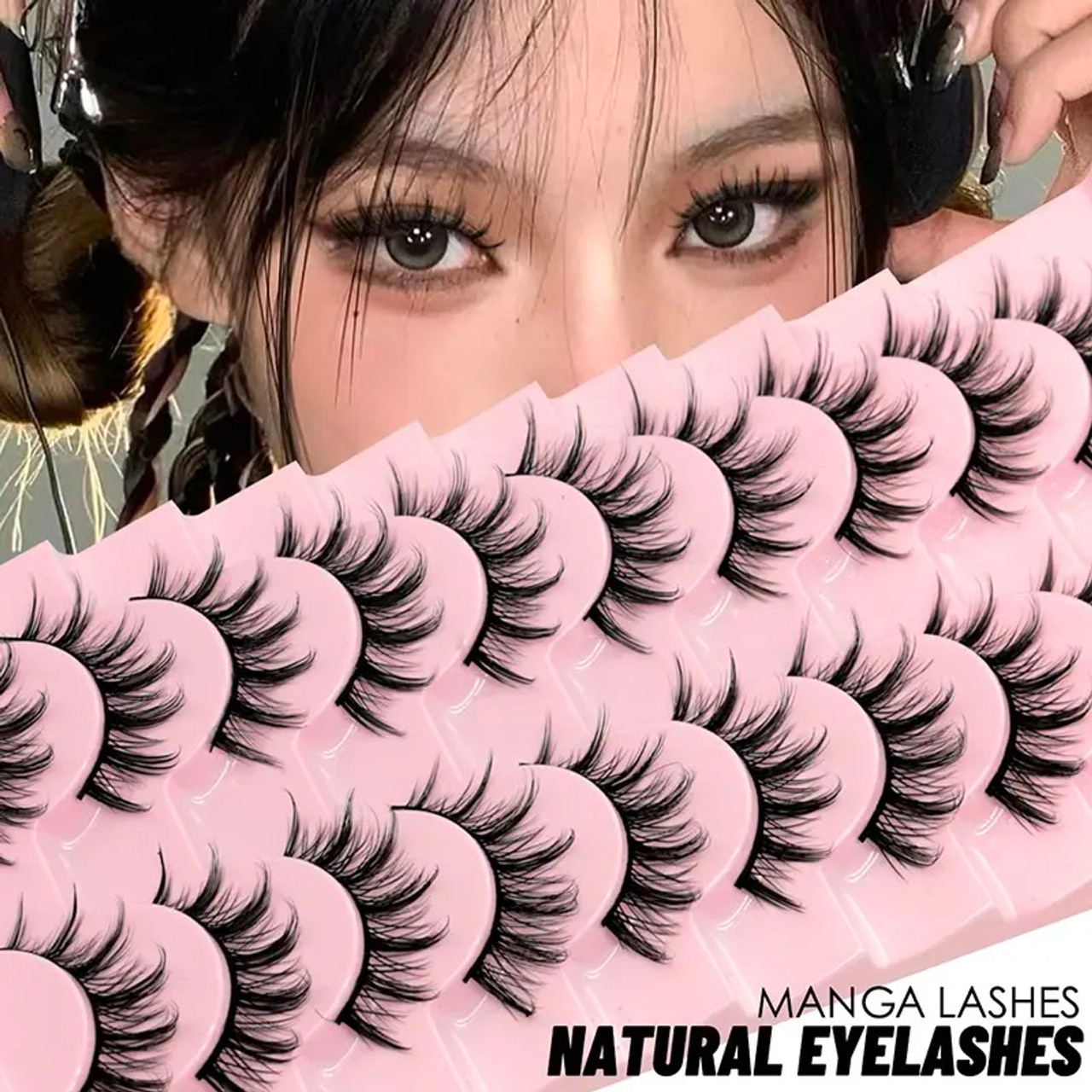 10 Pairs 3D Manga Lashes Faux Mink Soft Winged End False Eyelashes