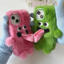 INS Couple Fur Monster Kiss Tongue Case For iPhone 15 14 13 12 11 Pro Max 
