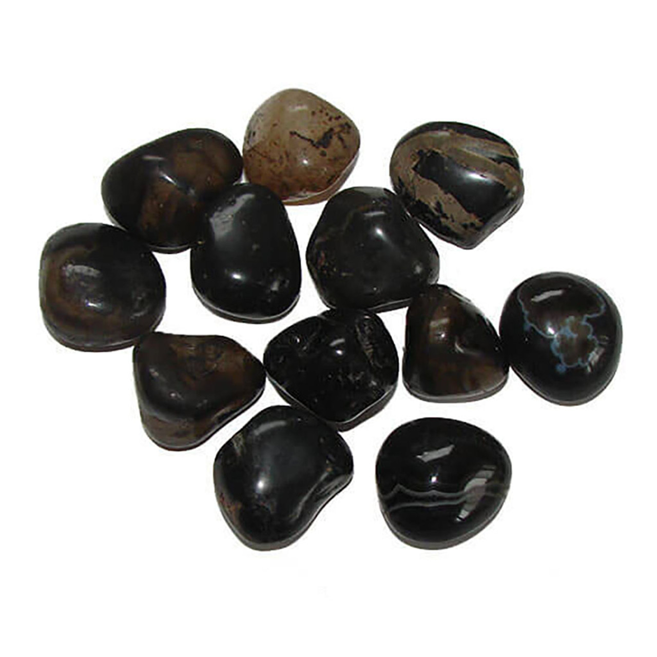 Black Onyx Tumbled Stones, Polished Black Onyx, Grade A; 4 sizes