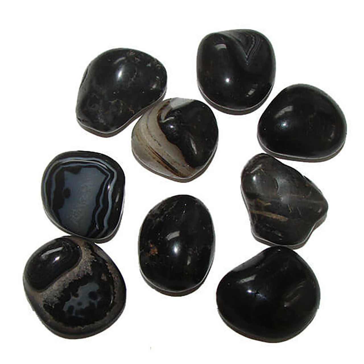 Black Onyx Tumbled Stones, Extra Large, 20 to 24 grams, 1 to 1-1/4 inches