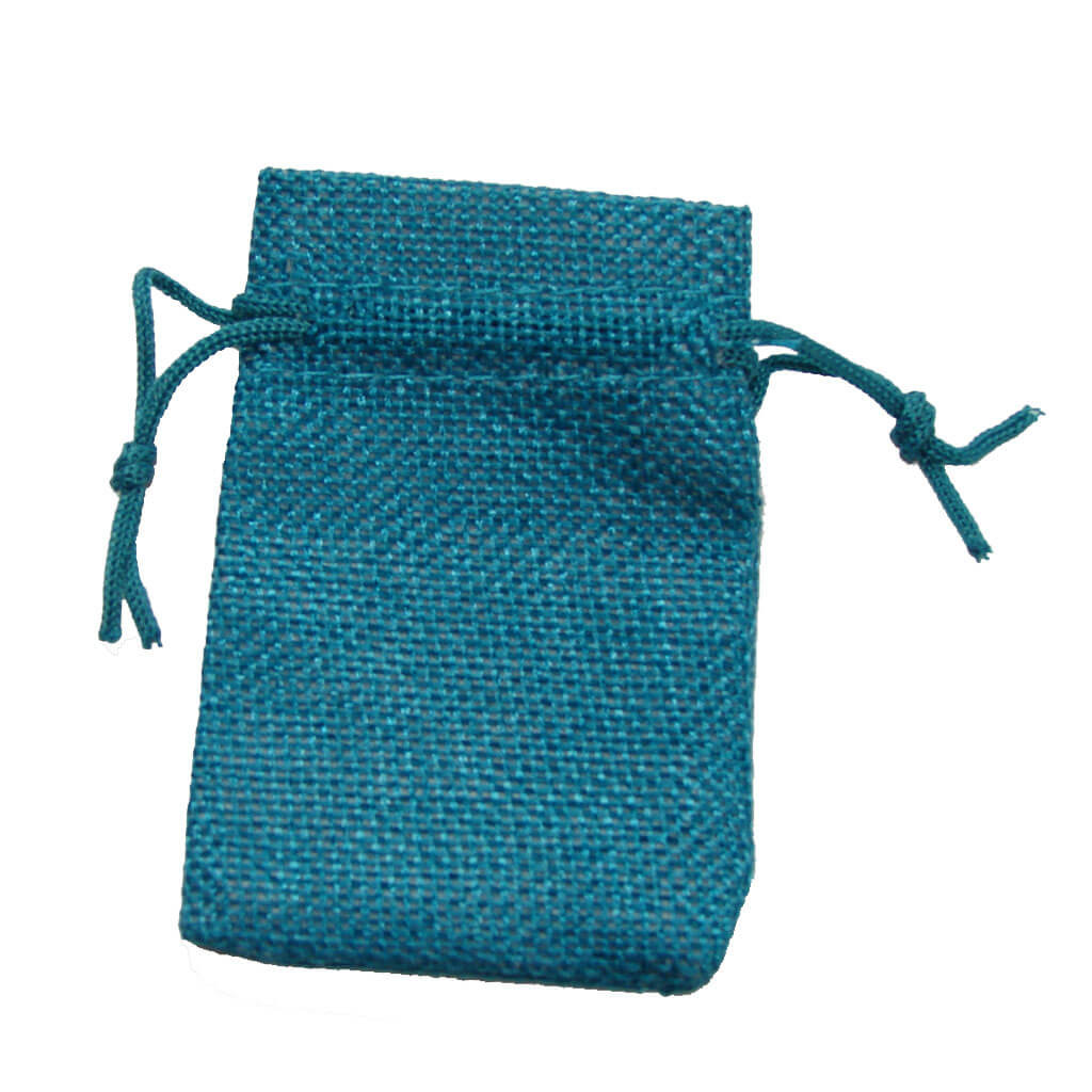 Shop for Turquoise Burlap Drawstring Pouch